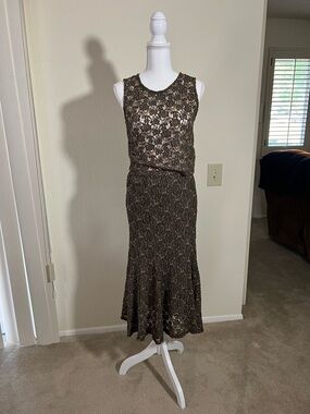 Free People brown lace skirt set. NWT